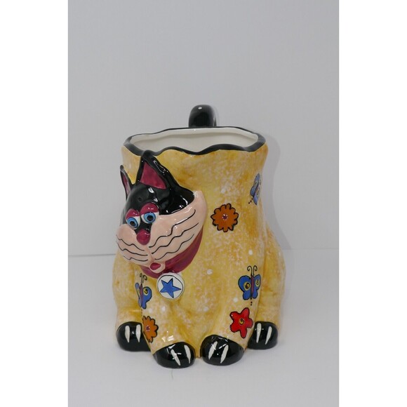 CBK LTD 2002 Ceramic Cat Figural Butterfly Polka Dots Pitcher - Picture 7 of 13